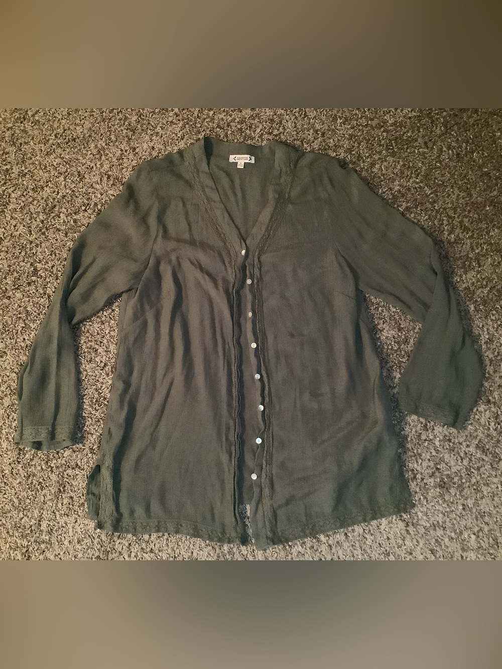 Nanette Lepore button down long sleeve shirt, color: green, size: XL